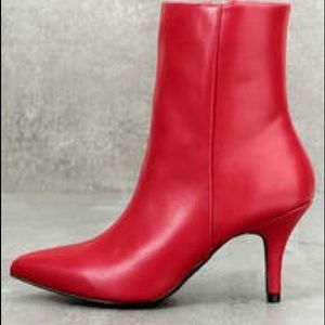 Red vegan leather booties
